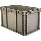 Hudson Exchange 24 x 15 x 14.5" (2 Pack) Straight Wall Handled Storage Container Tote, Gray/Brown
