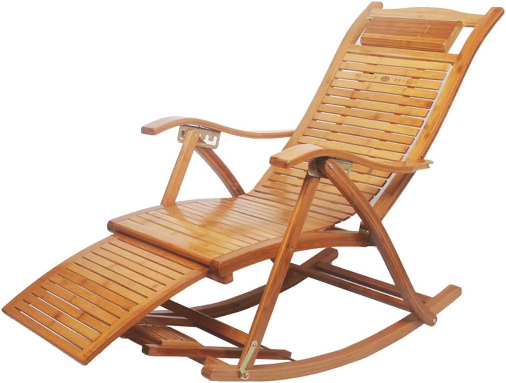 XITER Silla Mecedora de bambú para Exterior Silla de terraza para Patio