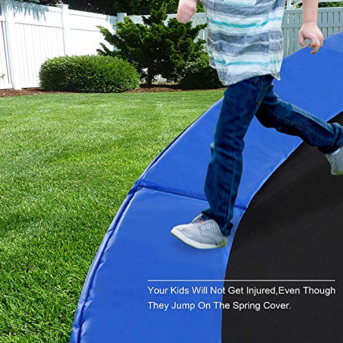 ExacMe Trampoline Pad Replacement Round Safety Spring Cover, No Hole for Pole (Blue, 15 Foot