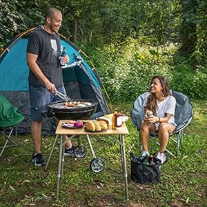 Navaris Bambus Campingtisch faltbar - Klapptisch belastbar bis 30kg für Outdoor Camping Angeln - Tisch Aluminium Beine… – Bild 3