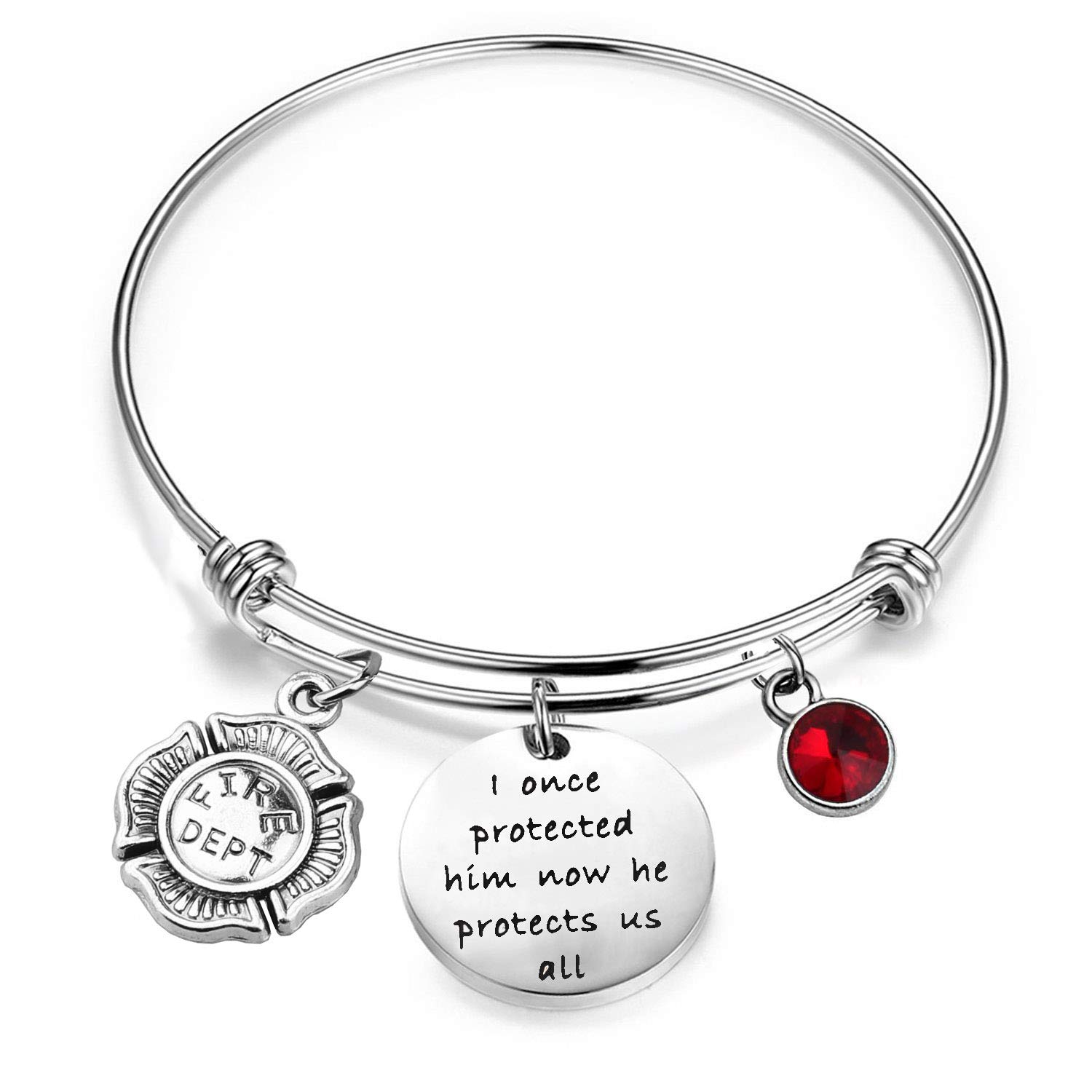 MYSOMY Military Mom Bracelets I Once Protected Him Now He Protects Us All Mom Gifts for Army Mom Air Force Mom Navy Mom (Firefighter Mom)