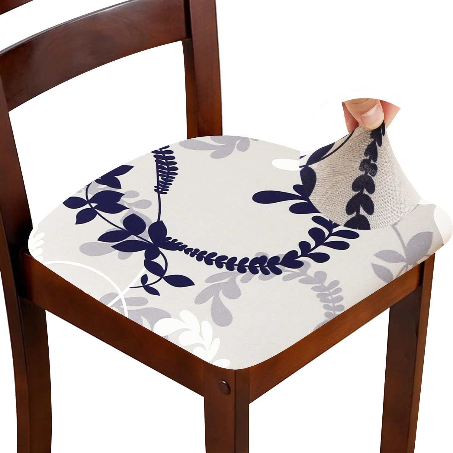 ZHILING Stretch Chair Seat Covers for Dining Room Set of 6, Elastic Dining Chair Seat Protector Cover Removable Washable Chair Slipcovers with Ties