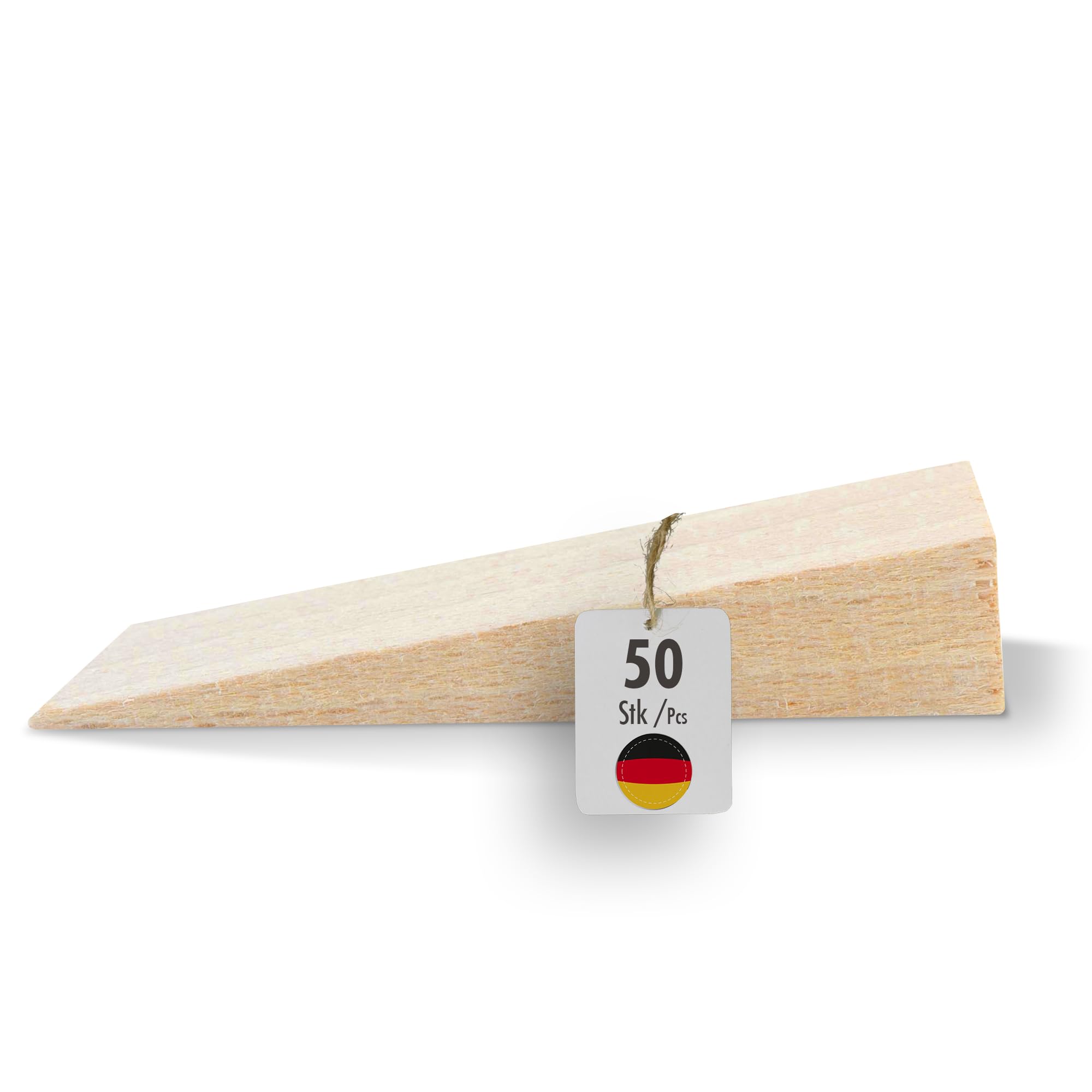 haggiy Hardwood Wedge - Wooden Wedge Set - Natural Beech Wedges - Door Stopper - Ideal for Furniture, Assembly, DIY - (LxWxH) 65x20x12 mm - 50 pcs. — image 1