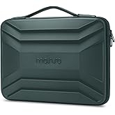 MOSISO 13-14 inch Laptop Hard Case, 13.3 inch Waterproof Shockproof Computer Bag Compatible with MacBook HP Dell, Symmetrical Trapezoid EVA Carrying Laptop Sleeve Hard Shell with Handle, Antique Green