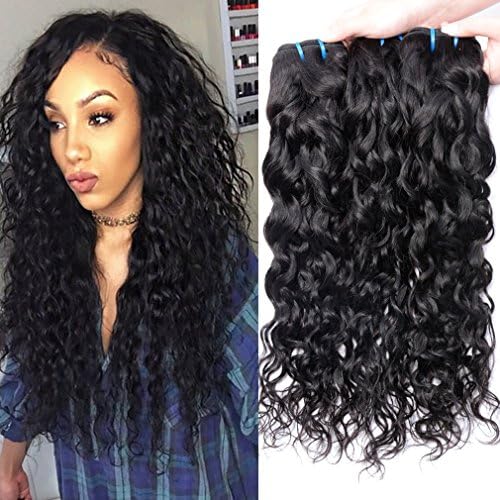GEM Beauty Brazilian Water Wave Virgin Hair 4 Bundles lot Remy Wet and Wavy Human Hair 26 26 26 26 inch Unprocessed Virgin Brazilian Hair Bundles Water Wave Natural Wave Weave 1B