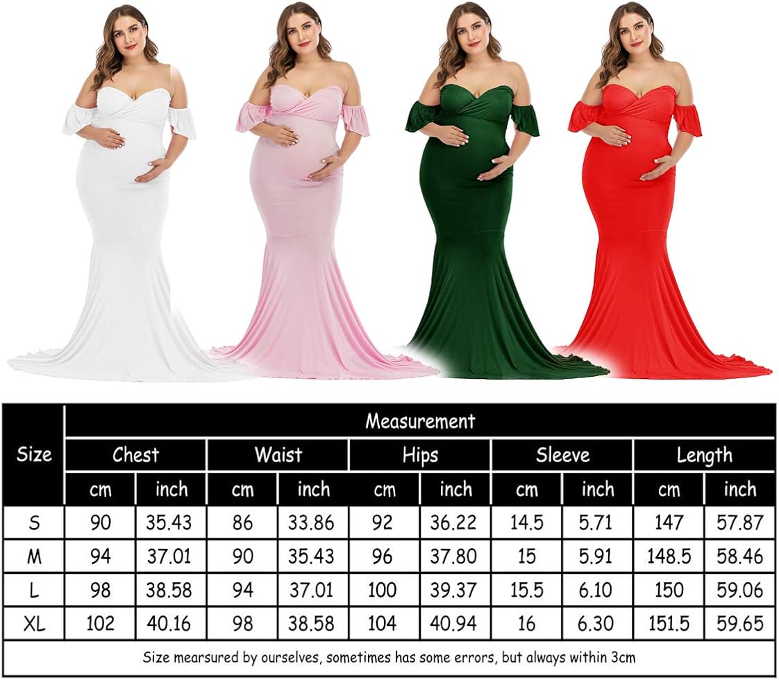 ZIUMUDY Off Shoulder Maternity Elegant Fitted Photo Shoot Gown Wraped Mermaid Baby Shower Dress at  Women’s Clothing store