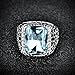 MASOP Anti Allergy 316L Stainless Steel Ring Man Synthetic Aquamarine Crystal Engagement Wedding Jewelry