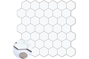 INNO STICKERS 10-Sheet Hexagon Peel and Stick Tile Backsplash,Waterproof Stick on Backsplash, 11.42" x 11.42" Self-Adhesive Marble Tiles for Kitchen,Bathroom,Bedroom