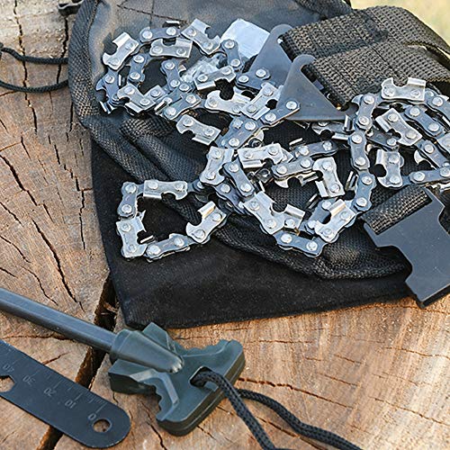 Loggers Art Gens Survival Pocket Chainsaw 48 Inch Compact Folding Hand Rope Chain Saw More Teeth Best for Wood Cutting,Camping,Hiking,Hunting or Emergency Kits-Comes with Pouch