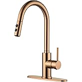 RULIA Kitchen Faucet, Kitchen Sink Faucet, Sink Faucet, Pull-Down Kitchen Faucets, Bar Kitchen Faucet, Copper Rose Gold, Meta