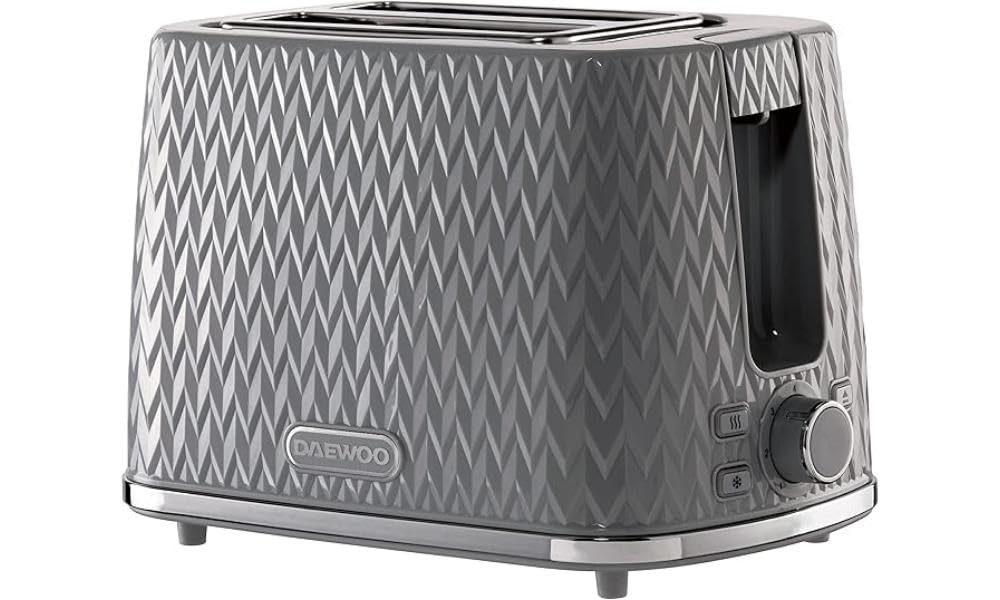Daewoo Argyle Collection, Toaster 2 Slice With Defrost, Reheat And Browning Control To Use At Your Convenience, While The Removable Crumb Tray Makes Cleaning Quick, Grey
