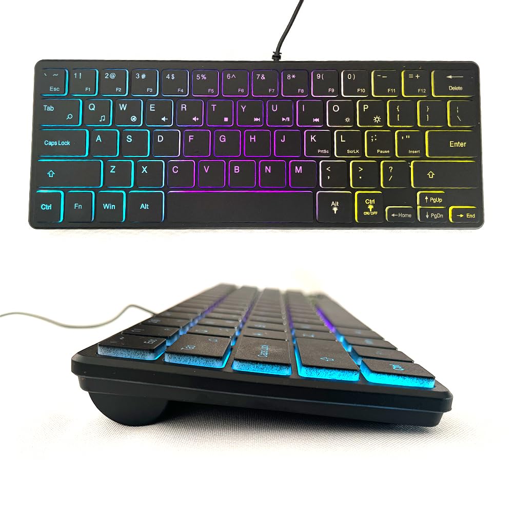 Photo 1 of abucow 60% Mechanical Keyboard with Blue Backlight 68-Key Gaming Keyboard White-Light Blue Keycaps - Red Switches for a Premium Typing and Gaming Experience on PC and Mac (Gray-Black)