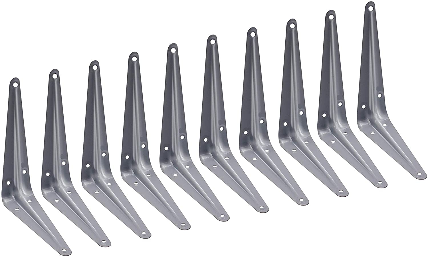 TERF® London Shelf Bracket Grey 150mm X 125mm (6 X 5 inch) Wall Mounted Shelving Support Corner Brackets Book Shelf Bracket Floating Shelve Bracket and Multi Purpose Use - Pack of 10