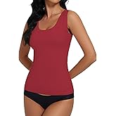 YYA Basic Tank Tops for Women, Thermal Vest Warm Tank-Top Sleeveless Camisole Lingerie, Red S