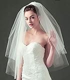 Aiosy Bridal Wedding Veils Short 2 Tier White Tulle