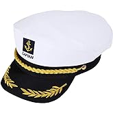 GUDVES White Captain's Hat Adult Yacht Military Hats Boat Skipper Ship Sailor Captain Costume Hat adjustable Cap Navy Marine
