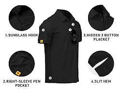 V VALANCH Black Polo Shirts for Men Short Sleeve