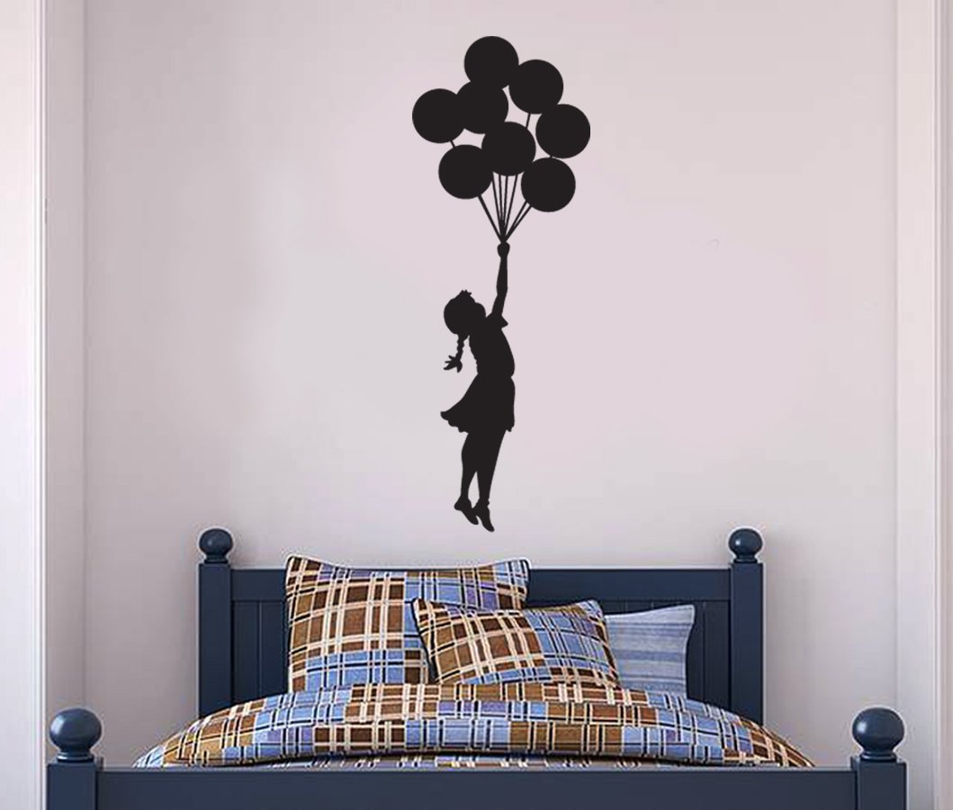 Adesivo Da Parete Banksy - Bambina Con Palloncino, Vinile 17,5x38 Cm, Decorazione Moderna - Foto 12