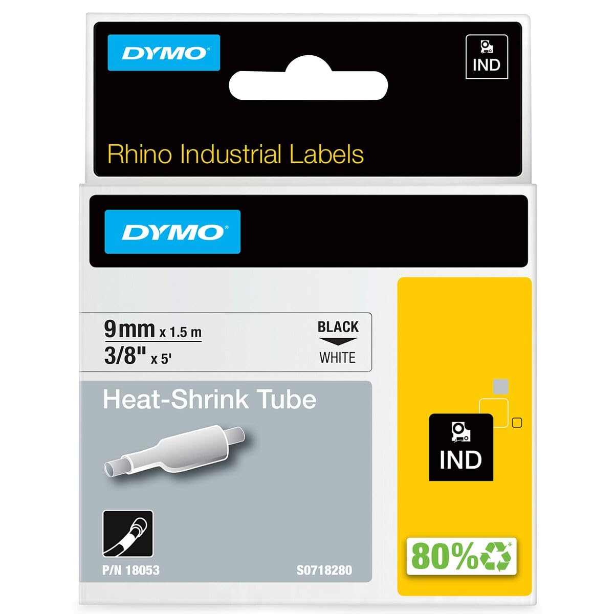 Dymo 18053-18053 Rhino 9mm White Heat Shrink Tube - S0718280