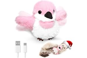 Petbobi Flappy Bird Cat Toy - Realistic Interactive Cat Toy with Sparrow Bird Chirp Tweet Flapping Wings (Non-Flying Design), Rechargeable Motion-Activated Catnip Toys for All Breeds Kittens, Pink