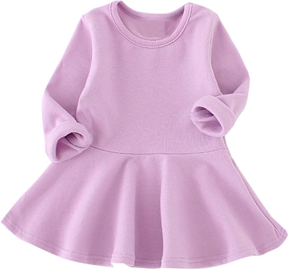 Baby Girls Dress Long Sleeve Infant Tops Cotton Toddler Blouse Pink Ruffle T Shirt Playwear