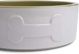 Petface Ceramic Dog Bowl Bone Design Cream Green 15 cm Pack 1 view 2