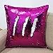 Howarmer 18x18 Inch Cotton Reversible Sequined Throw Pillows for Teen Girls,Pillow Cases Hot Pink, Magic Sequins, (18x18-Inch, Hot Pink-Silver)