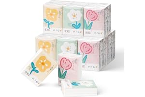 ZHJIANUP 27 Packs Pocket Tissues, Small Travel Size Bulk Facial Paper Towel, Travel Essential, Purse Tissue, Individual Packet, Soft 3 Ply Portable Napkins with Cute Prints for Wedding Party (Floral)