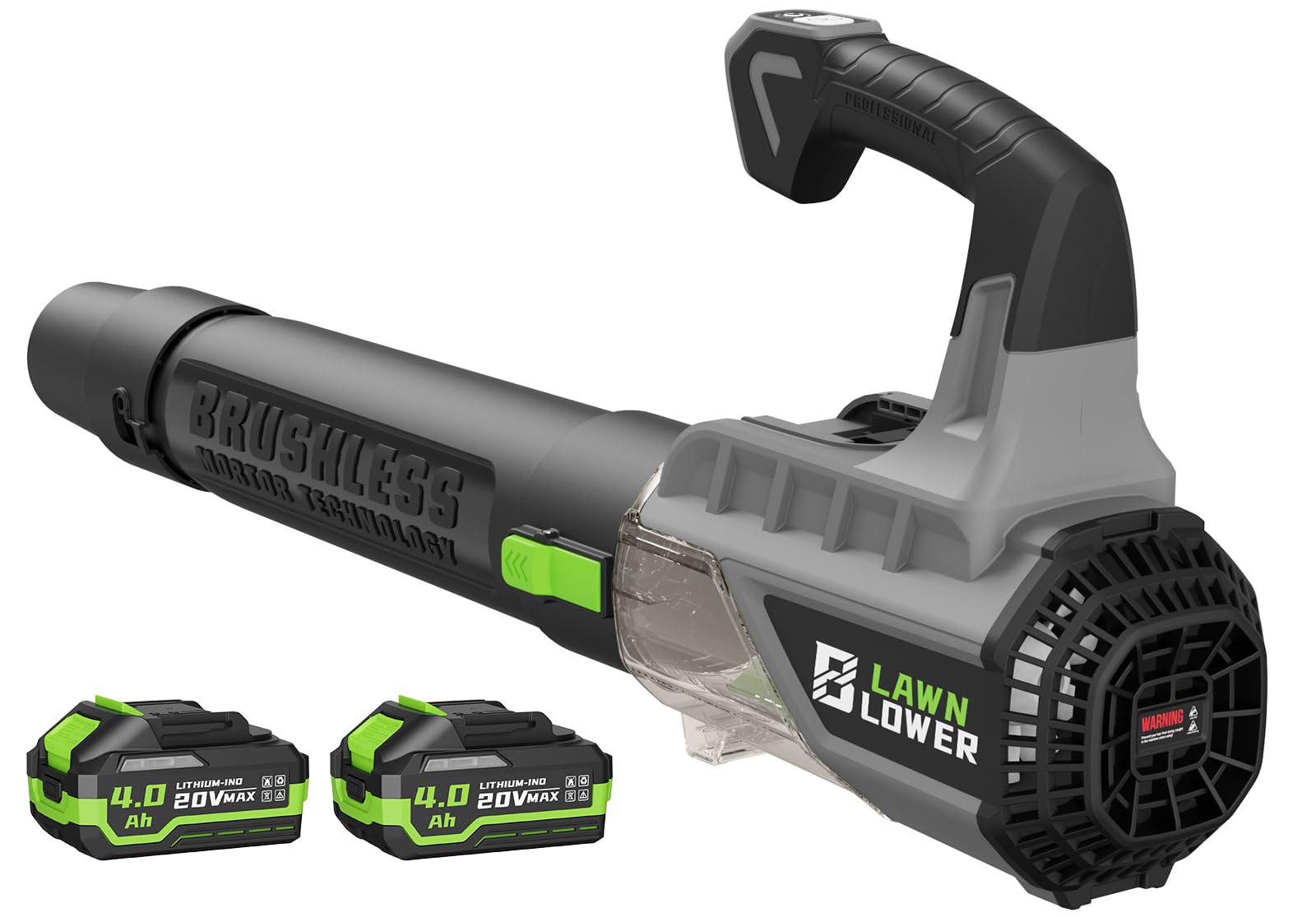 Photo 1 of Leaf Blower with Brushless Motor, 580CFM/160MPH Leaf Blower Cordless, Electric Lightweight Blower with 2X4.0Ah Batteries and Charger, 2 Speed Modes, for Lawn Care, Patio Cleaning, etc.