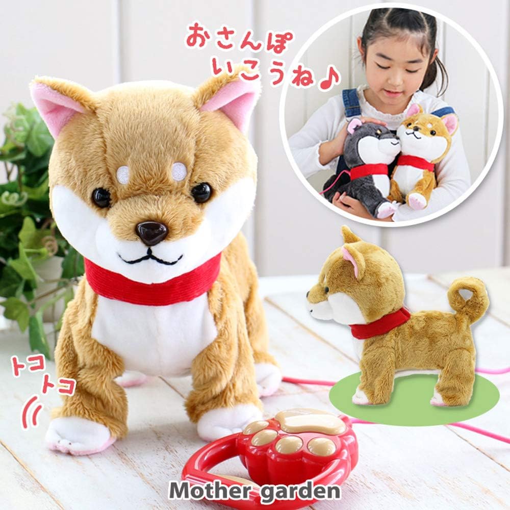 Amazon マザーガーデン 一緒にお散歩 柴犬くん 茶 電池で動く ぬいぐるみ 506 ぬいぐるみ おもちゃ