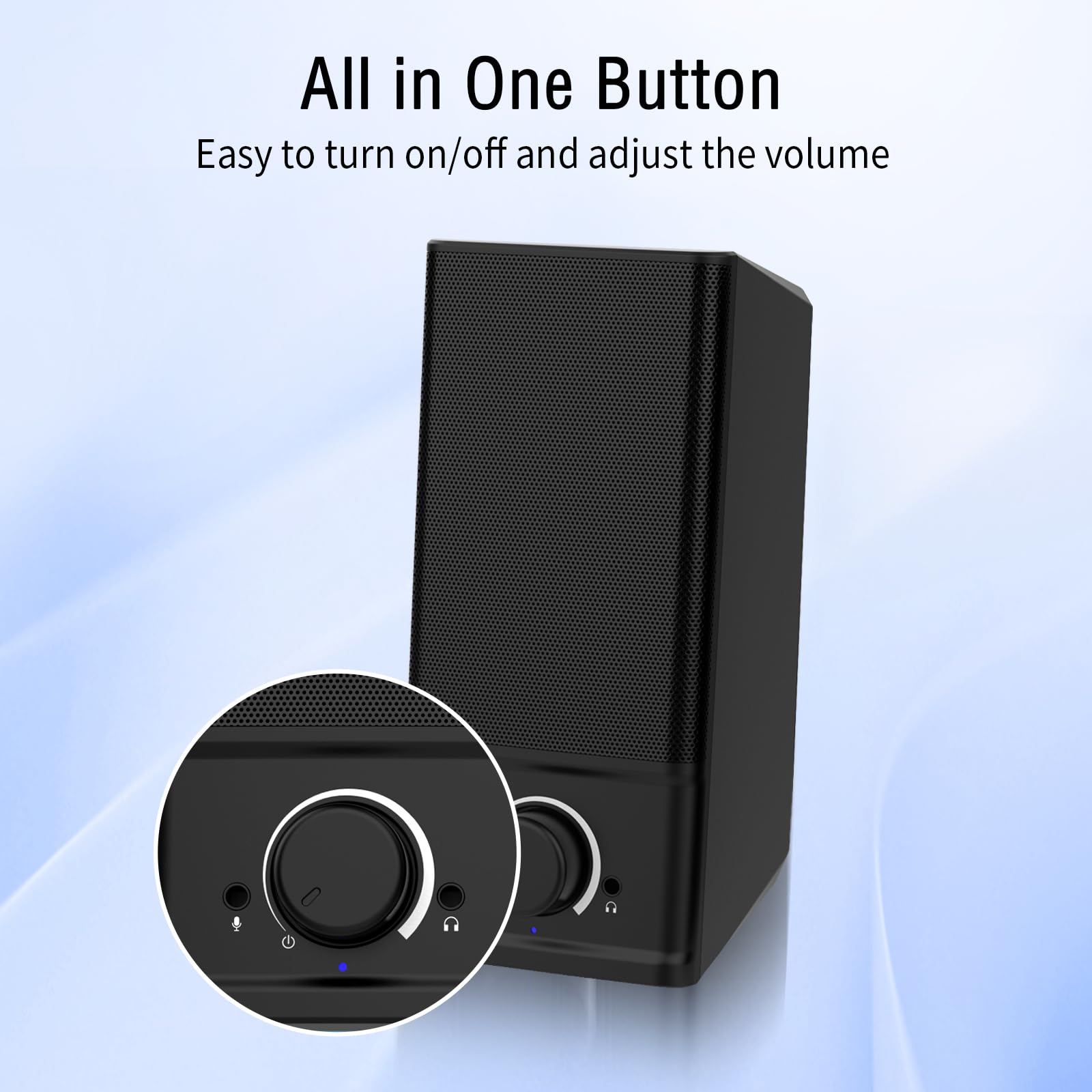 LENRUE A4 Solo Computer Speakers for Desktop, Laptop,PC Speaker, USB for Power and Audio, Basic Clear Sound,Support to Connect 3.5 mm Headphone and Microphone, Plug-n-Play