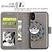 CASEOWL iPhone X/XS Case,iPhone X/XS Wallet Case with Detachable Slim Case,Card Solt Holder,Fit Car Mount, Mandala Flower Floral Embossed Leather Flip Lanyard Wallet Case for iPhone X/XS/10/10S[Gray]