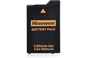 Hisewen 1800mAh 3.6V Lithium Ion PSP Battery for Sony PSP 1000 PSP-110 (1001, 1002, 1003, 1004, 1005, 1006, 1007, 1008, 1010), PSP Fat Console
