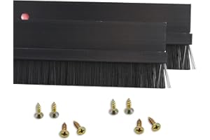 Qimoo 2 Pack Door Bottom Sweep, h-Shape Aluminum Alloy Holder Door Sweep for Bottom of Door with 0.6" Black Nylon Brush, 39.37"x1.4"(1000mmx36mm)