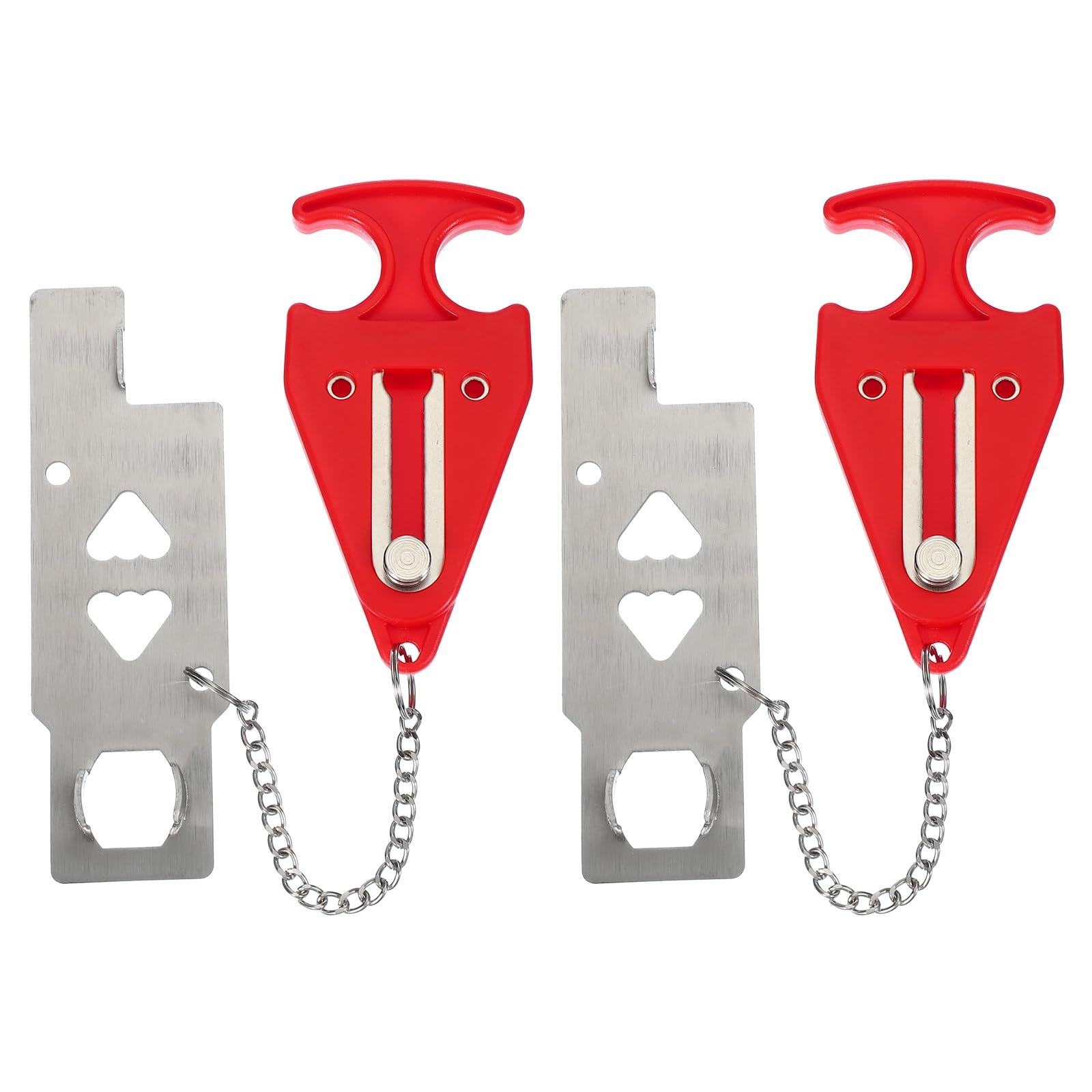 PATIKIL Hotel Door Lock, 2 Pack Heavy Duty Extra Lock for Additional Privacy and Safety Perfect for Traveling Hotel Home Apartment Double Hole Red