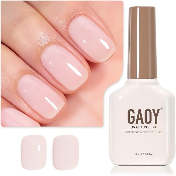 GAOY Sheer Light Pink Gel Nail Polish, 16ml Jelly Milky White Peach Translucent Color 1352 UV Light Cure Gel Polish for Nail