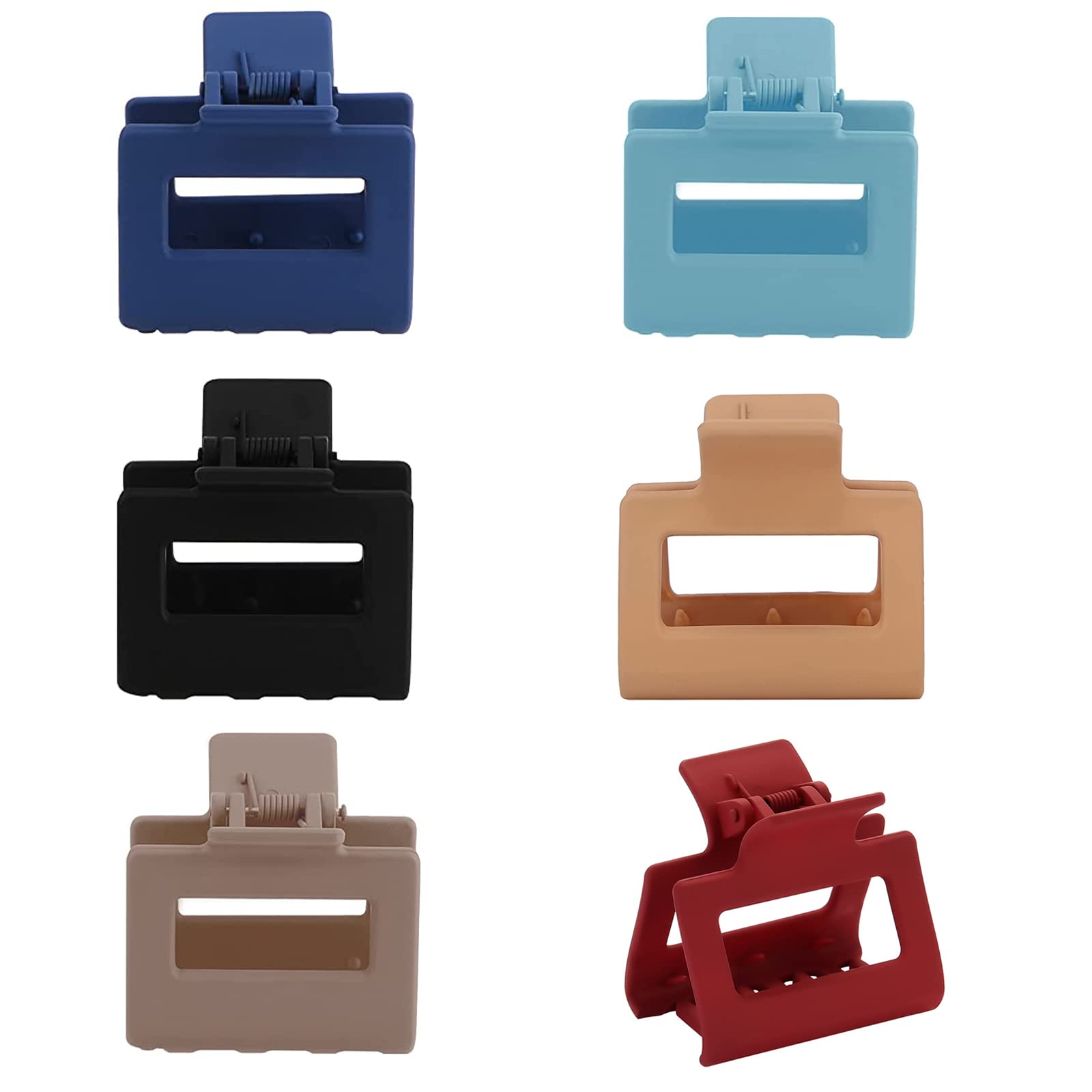 6 Pieces Claw Hair Clips Rectangle Hair Clips Square Medium Colourful Clips Strong Hold Hair Clips No-Slip Grip Jaw Clips Matte Hair Clamps for Women Girls