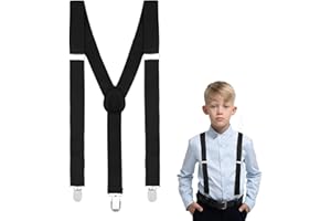 Crahalen Suspenders for Boys and Girls,Elastic Y-Back Design Suspenders with Strong Metal Clips