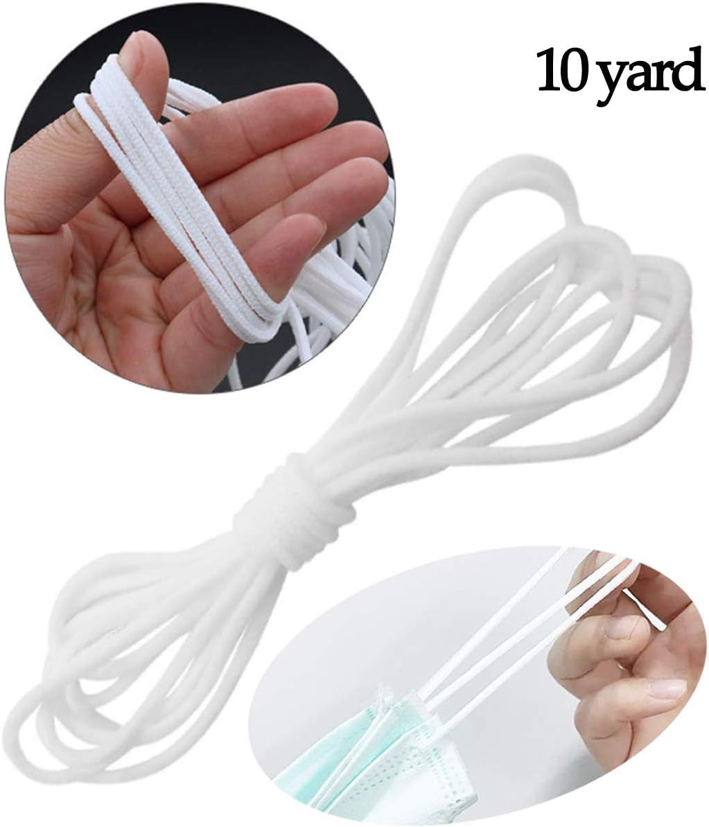 Elastic Cord for face mask - Elastic Loop Stretch Round String Craft Project Bracelet String Trim (10 yard)