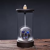 Romehaha Skull Backflow Incense Burner Ceramic Holder with 45 Cones - Waterfall Smoke Aromatherapy Decor for Home, Yoga, Meditation - Unique Gift for Halloween, Gothic Decor (6.5