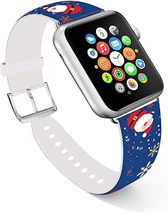 Ecute Compatible with Apple Watch Band 38mm 40mm, Soft Leather Band Strap Compatible with iWatch Series 6/5/4/3/2/1 - Cute Father Christmas