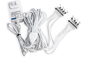 LBJVSKD 4.5V AC/DC Power Adapter for Lemax Lighted Accessory, Compatible with Spooky Town & Christmas Accessories, Plug in Transformer for Mini House Halloween & Holiday Décor (8-Output)