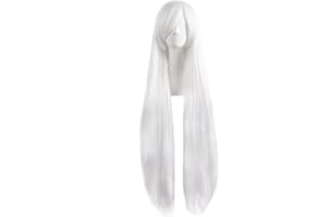 MapofBeauty 40" 100cm White Long Straight Cosplay Costume Wig Fashion Party Wig