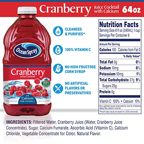 OCEAN SPRAY® CRANBERRY JUICE COCKTAIL WITH CALCIUM, 64 FL OZ BOTTLE