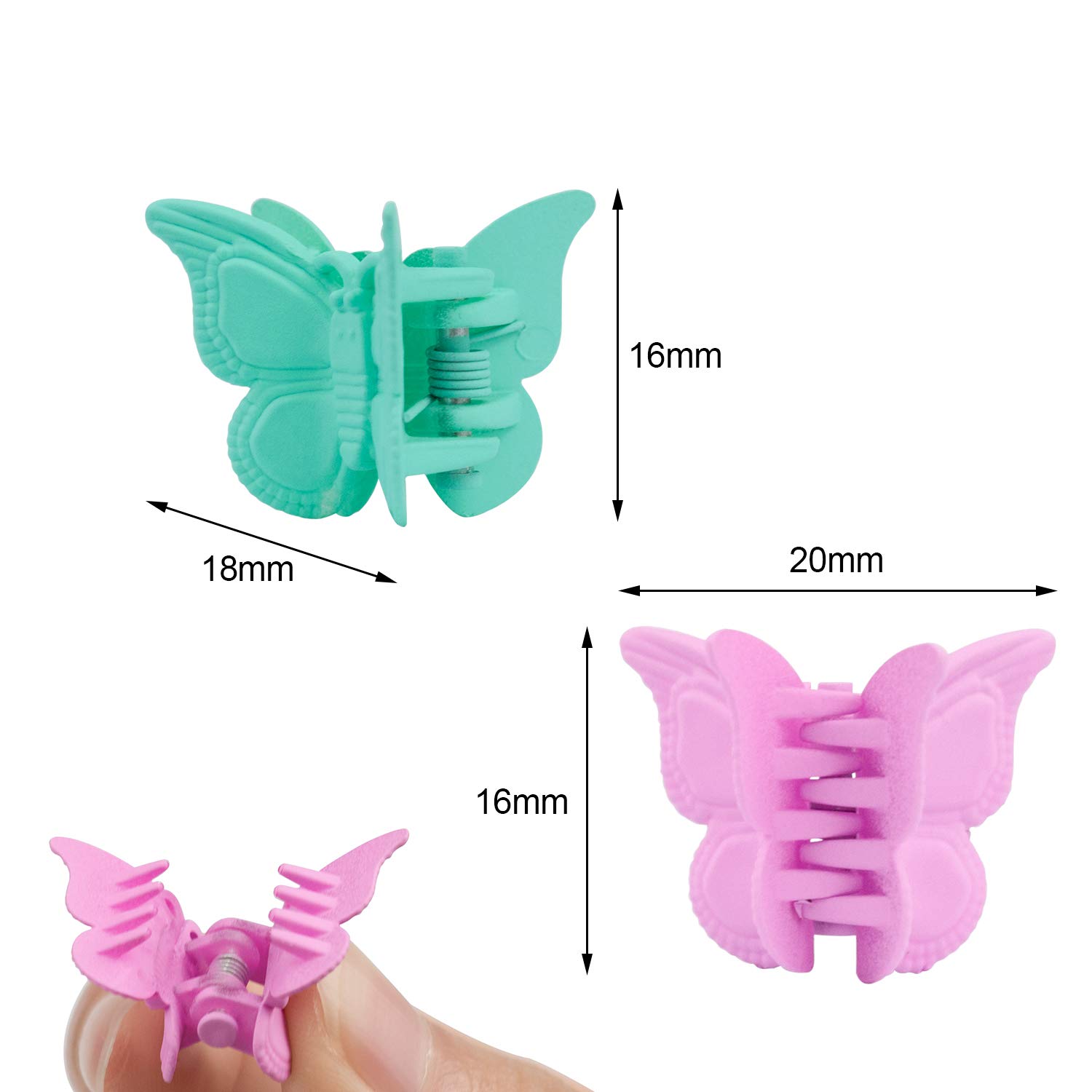 EAONE 50 Pieces Butterfly Hair Clips Mini Hair Claw Clip Jaw Clips for Girls Women with Box Package, 14 Assorted Colors : Beauty