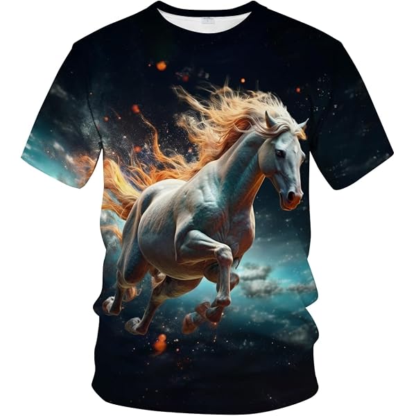 thumbnail image 2 of LAOLIUSN Men's Horse Graphic T-Shirt - Realistic Animal Print Short Sleeve Tee 2 of 12