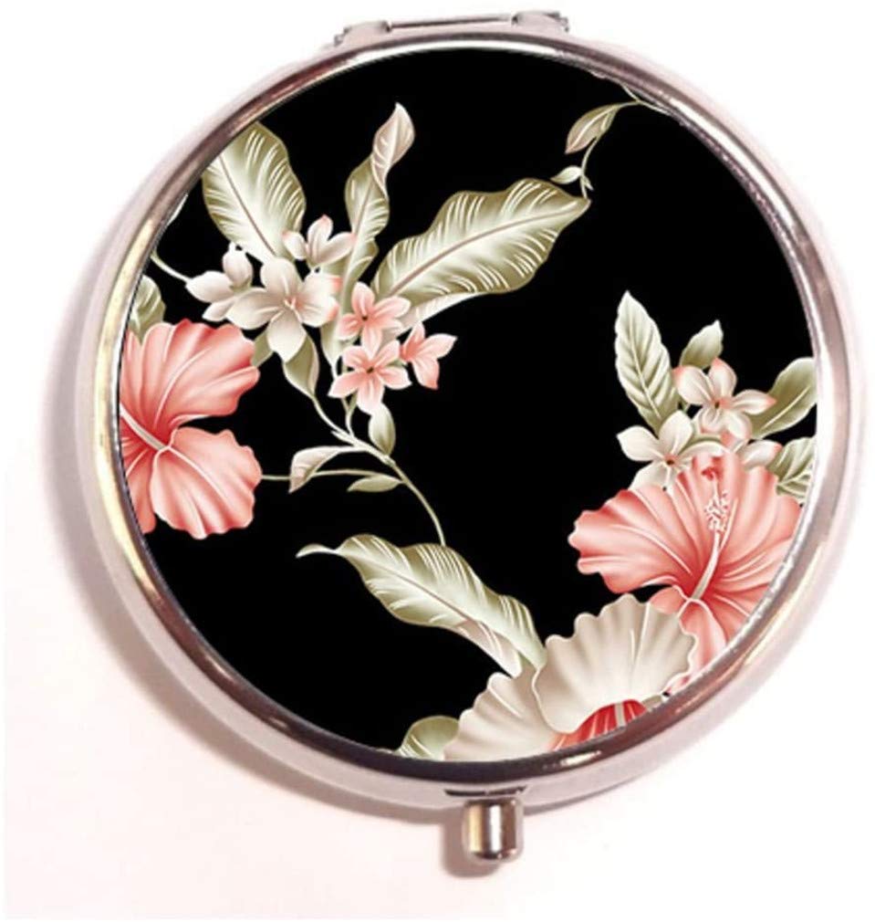 Ulalaza Round Medicine Box Portable Mini Metal Pill Case 2 inches Travel Little Pill Dispenser for Purse (Style-40, 3 Compartments)