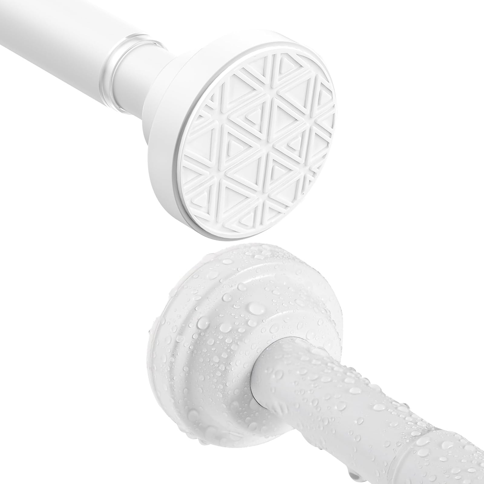 Extendable Shower Curtain Pole 98-290cm(38"-114") Stainless Steel No Drill Curtain Pole,Kongming Door Shower Curtain Rail Tension Rod,Non-Slip,Never Rust for Wardrobe Curtain Kitchen(White)