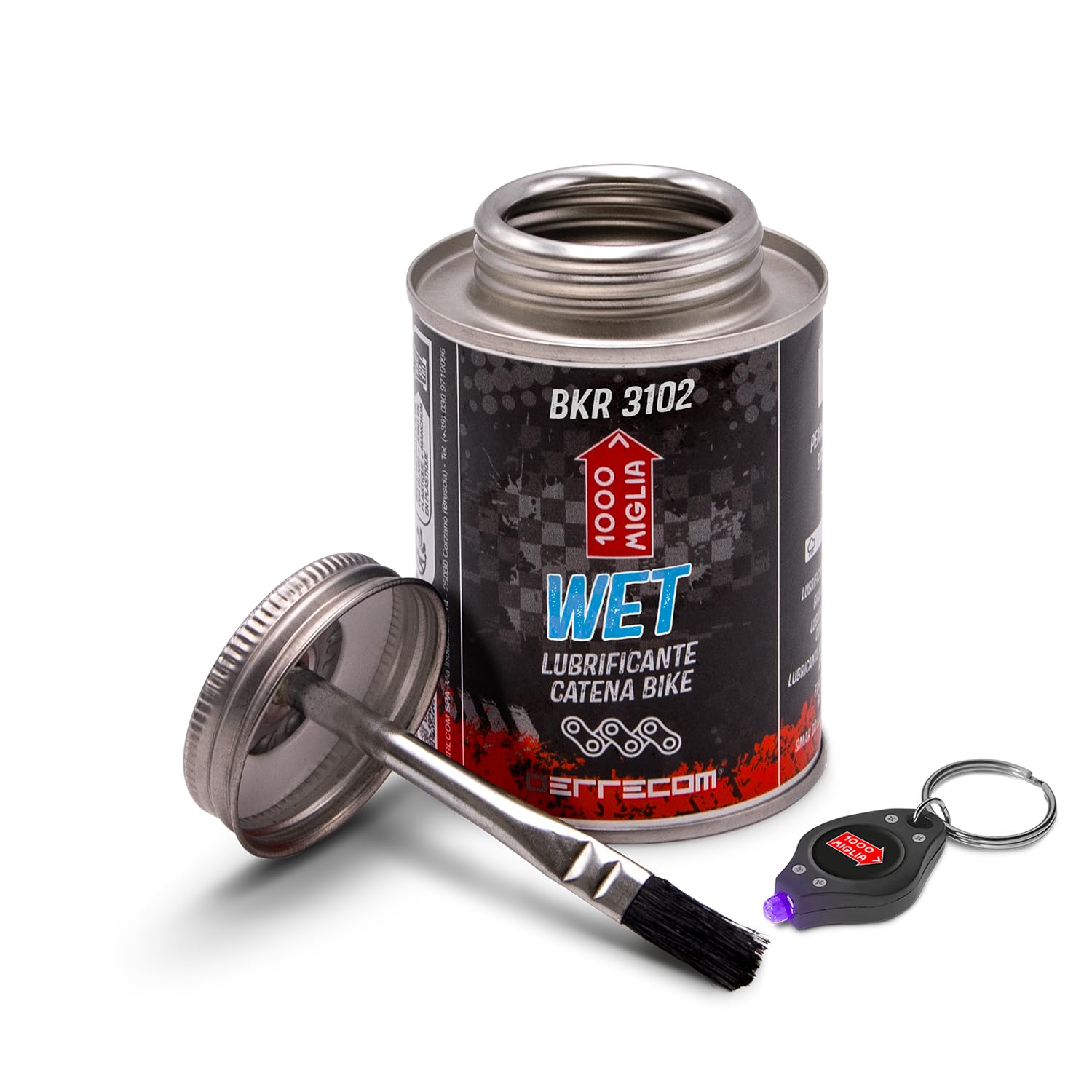 Errecom 1000 Miglia BKR 3102-240 ml Can, Wet Lube Bike Chain, for Wet and Muddy Weather Conditions, Brush included