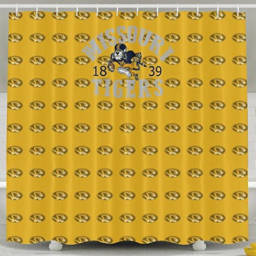 IWKULAD NCAA Missouri Tigers Charcoal Vintage Football Truman Logo Customized Shower Curtains